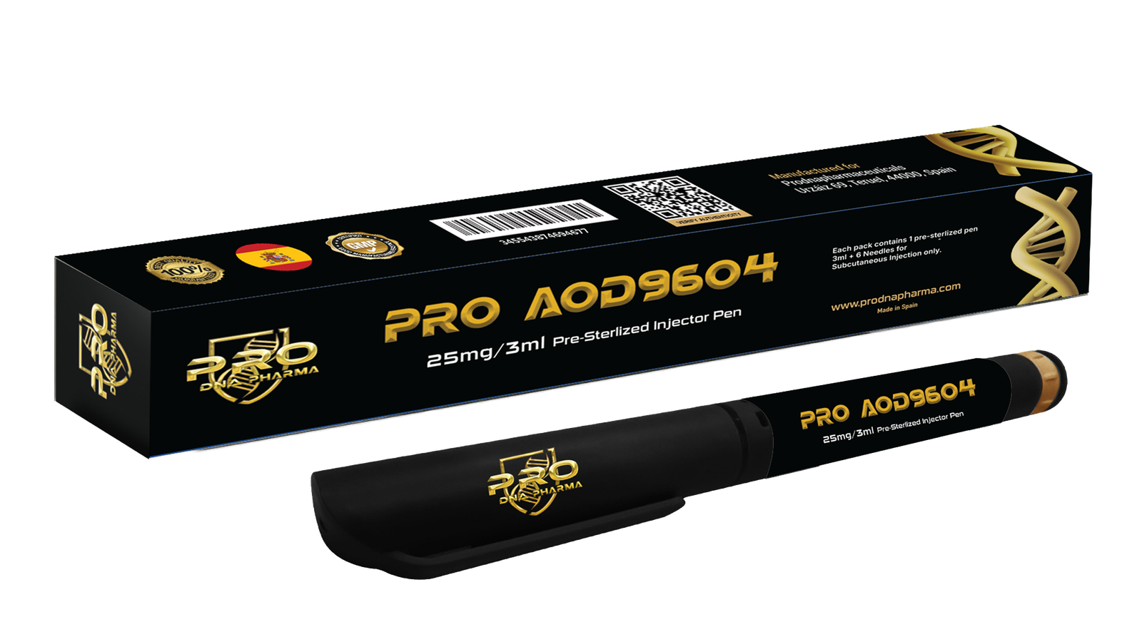PRO AOD 9604 25 mg / 3 ml — Pro DNA Pharma product packaging