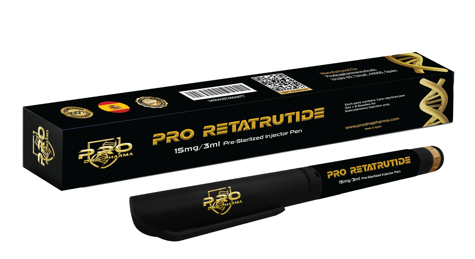 PRO RETATRUTIDE 15 mg / 3 ml — Pro DNA Pharma product packaging