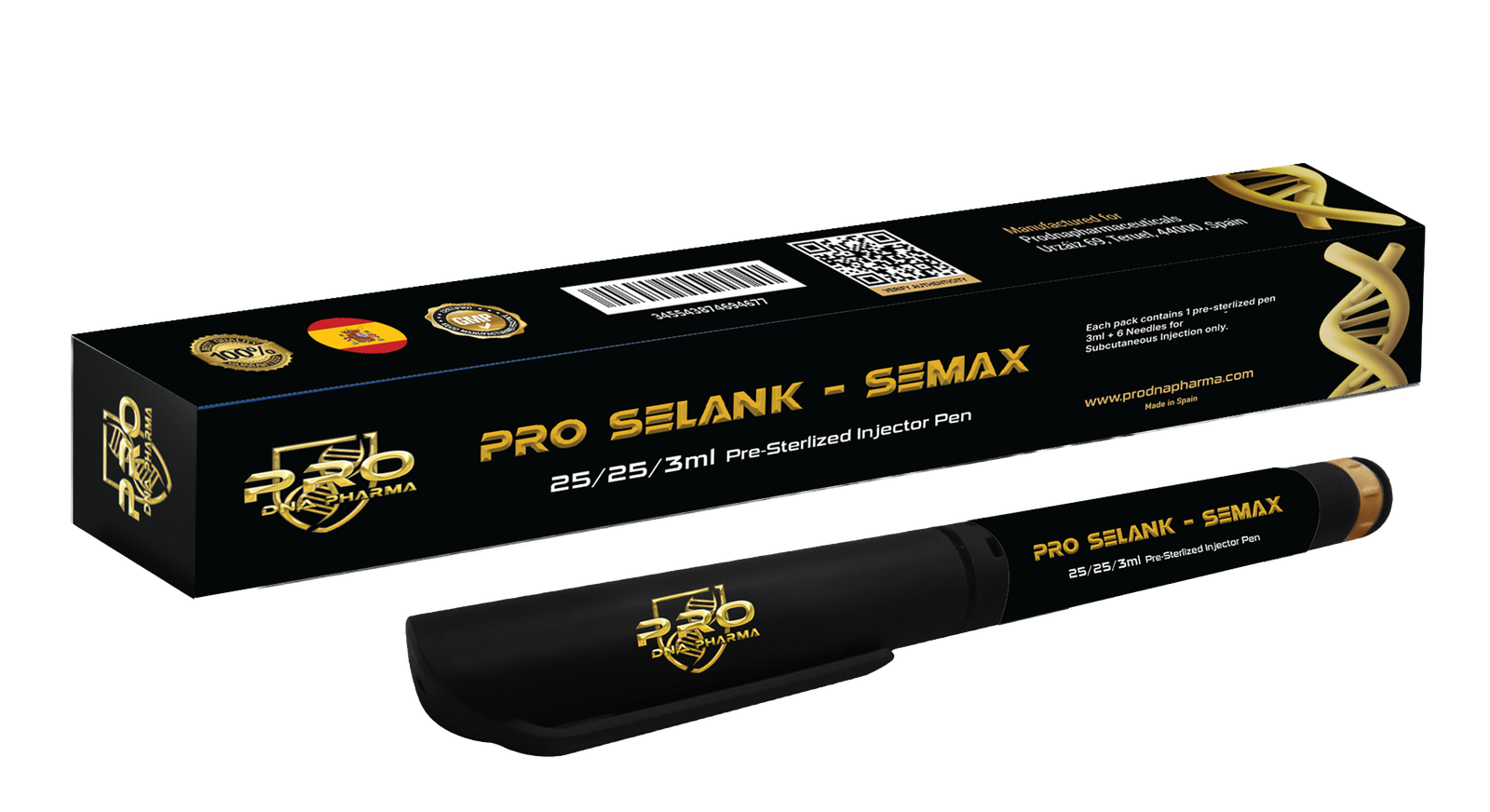 PRO SELANK - SEMAX 25 mg + 25 mg / 3 ml — Pro DNA Pharma product packaging