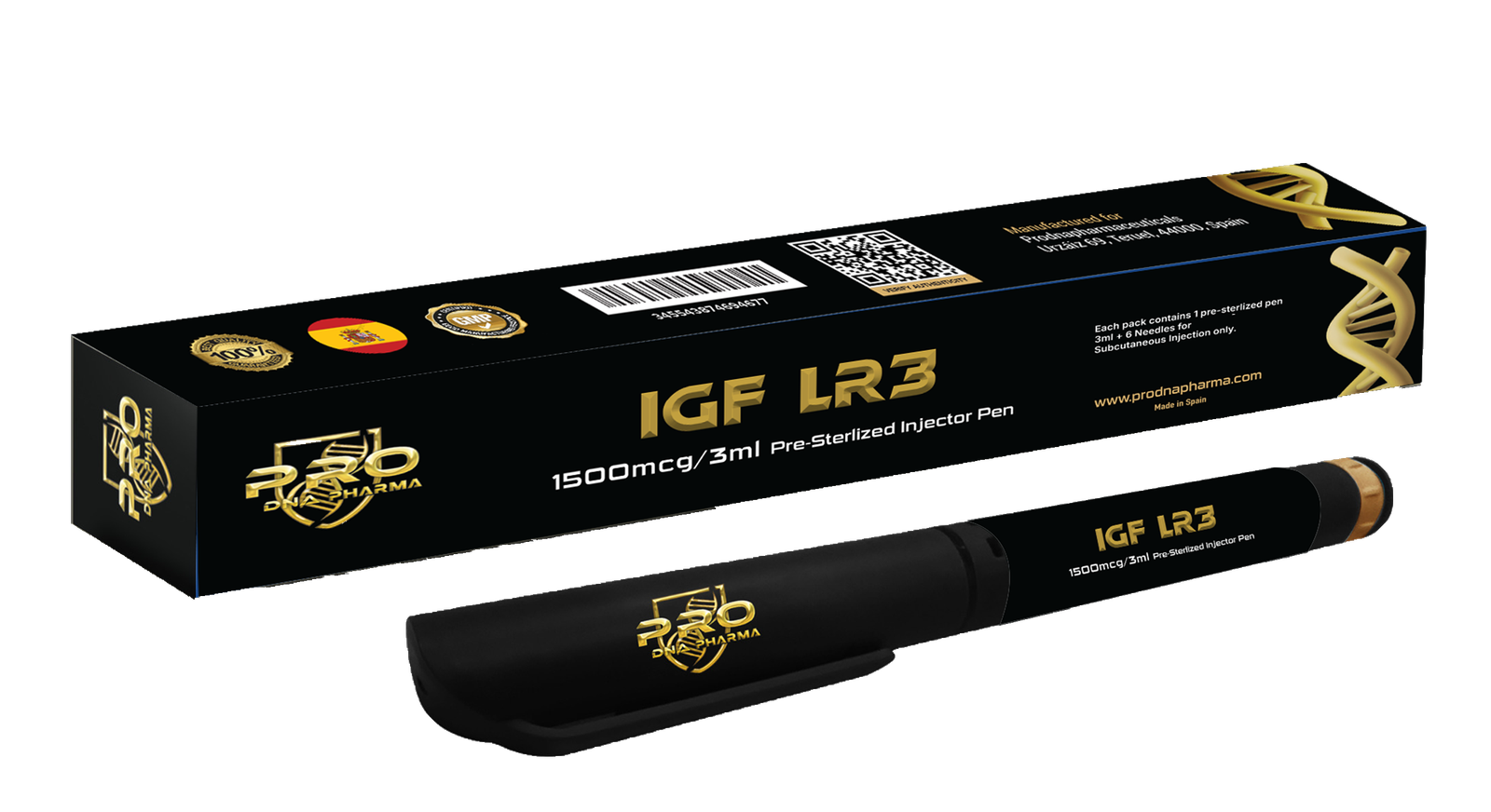PRO IGF-1 LR3 1500 mcg / 3 ml — Pro DNA Pharma product packaging