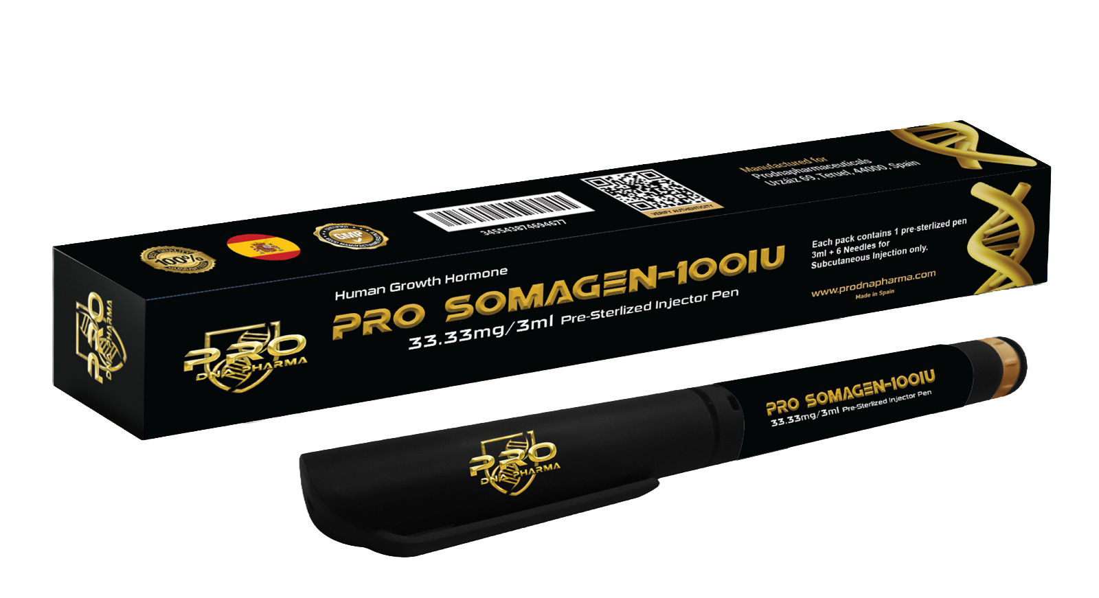 PRO SOMAGEN-100IU 33.33 mg / 3 ml — Pro DNA Pharma product packaging