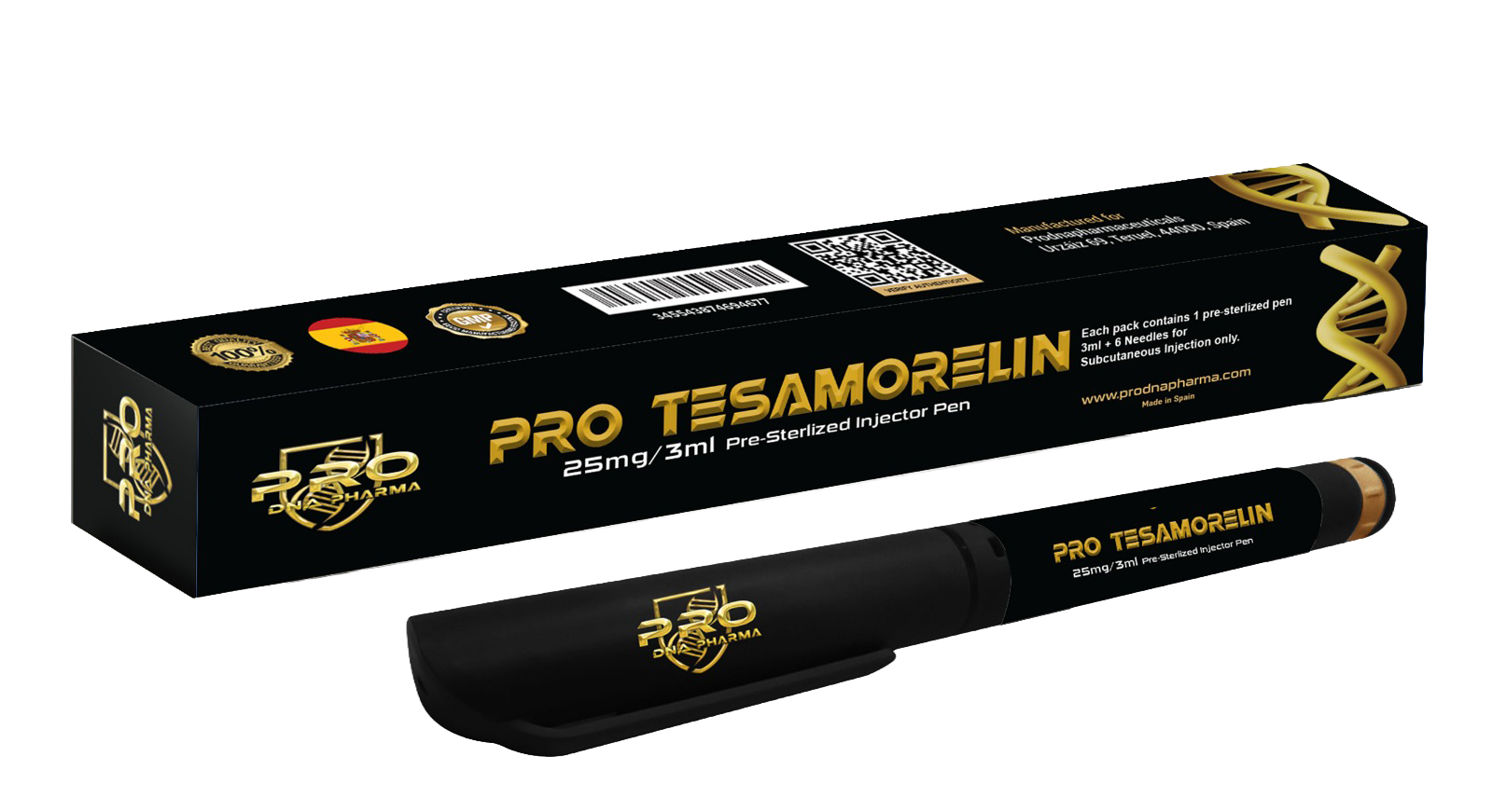 PRO TESAMORELIN 25 mg / 3 ml — Pro DNA Pharma product packaging